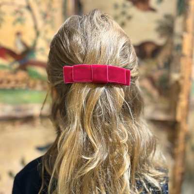 Children's Velvet Bow - Magenta