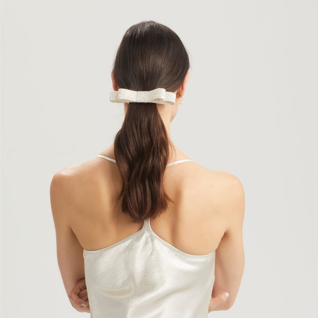 Ivory Shimmer Bow Barrette