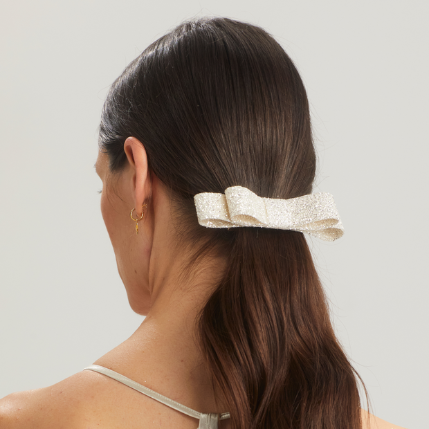 Ivory Shimmer Bow Barrette