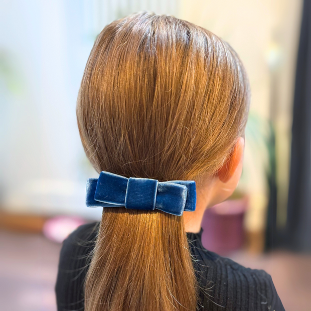 Children's Velvet Bow - Ice Blue