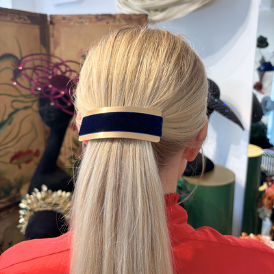 Velvet Barrette - Navy