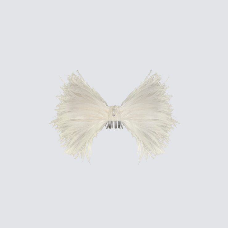 Phoebe Feather Bow - Ivory