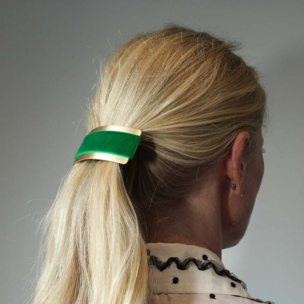 Velvet Barrette - Emerald Green