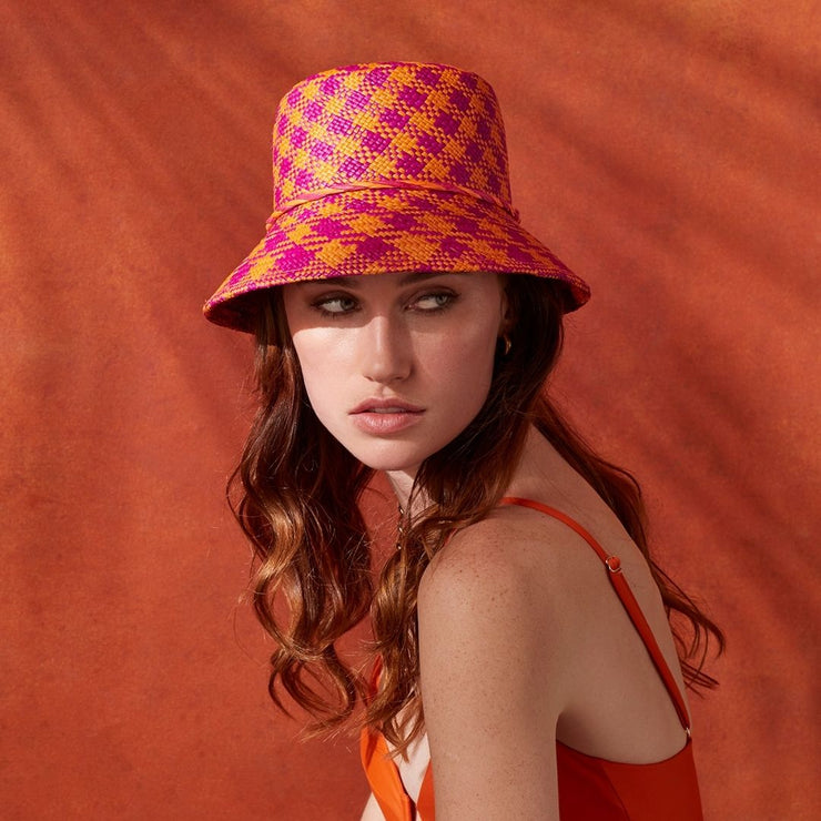 Toquilla Bucket - Pink and Orange