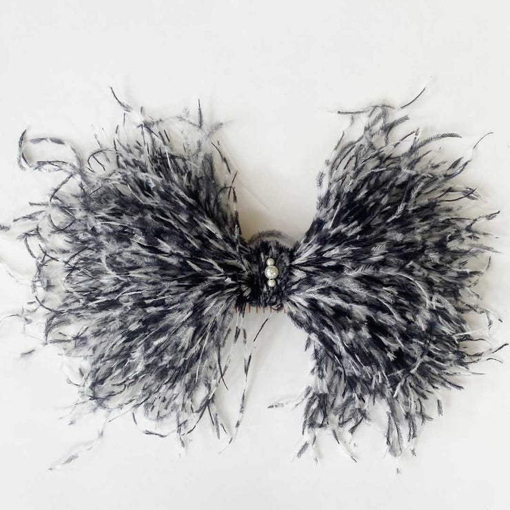 Phoebe Feather Bow - Black & White