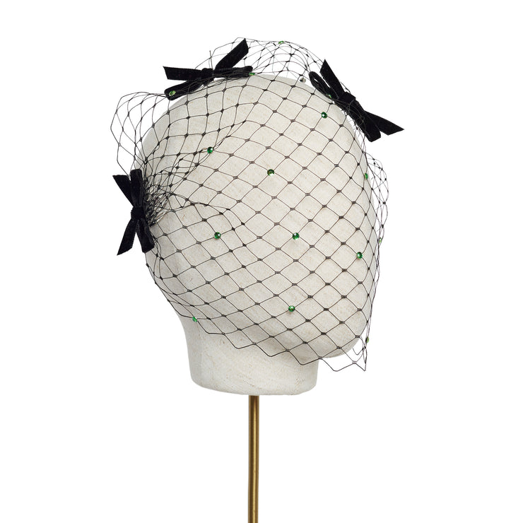  Black Birdcage Veil - Black Bows