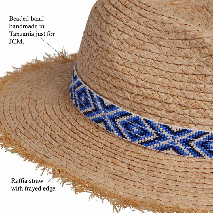 The Pendeza Raffia World Traveller - Blue and White Beaded Band